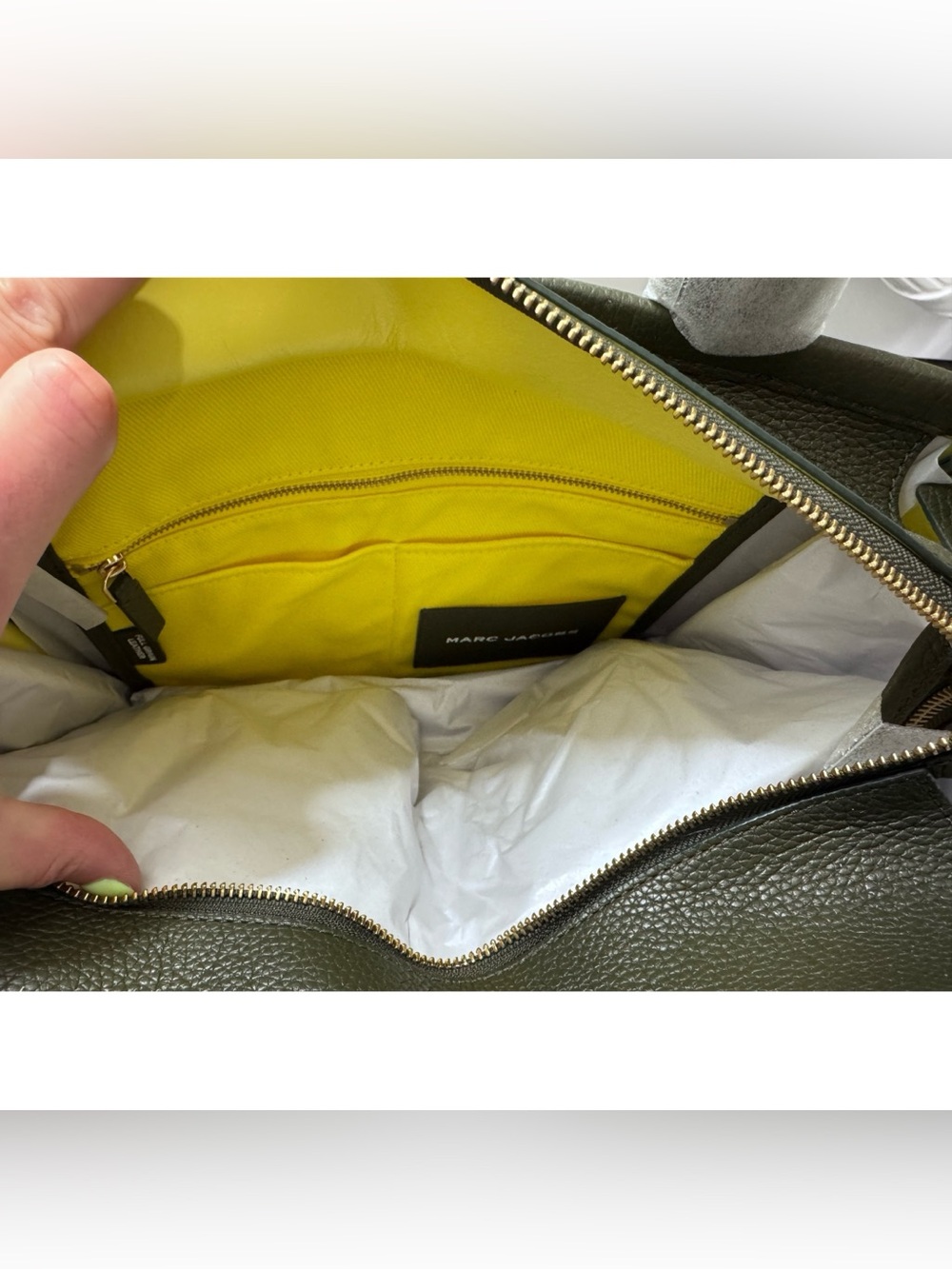 MARC JACOBS Medium Leather Tote Bag, FOREST GREEN - Picture 7 of 14